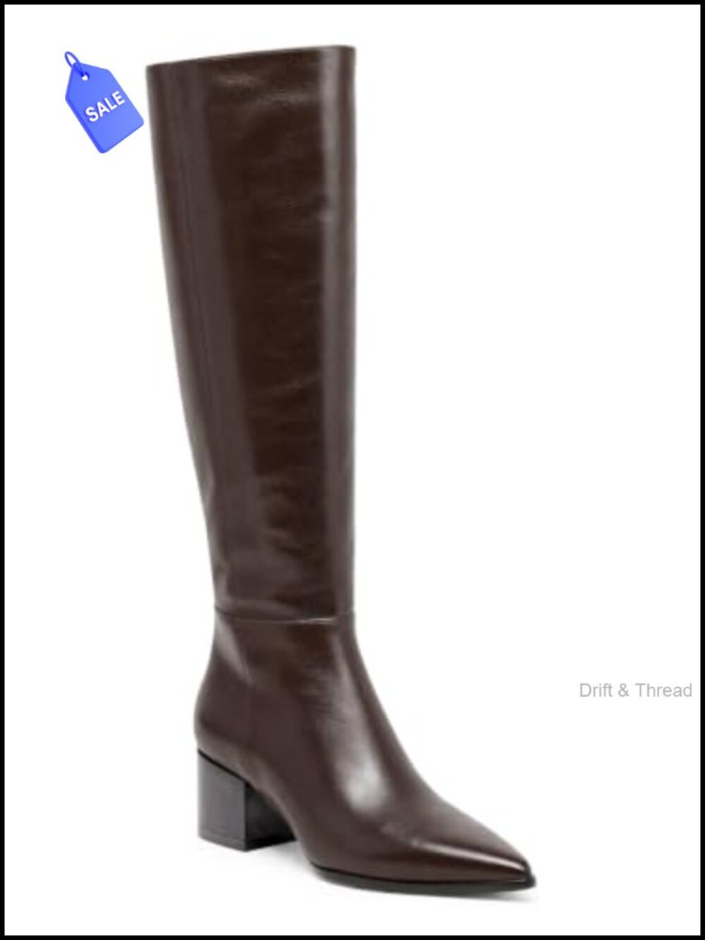 Wide Calf Knee High Boots Chunky Heel Side Zipper Tall Boots
